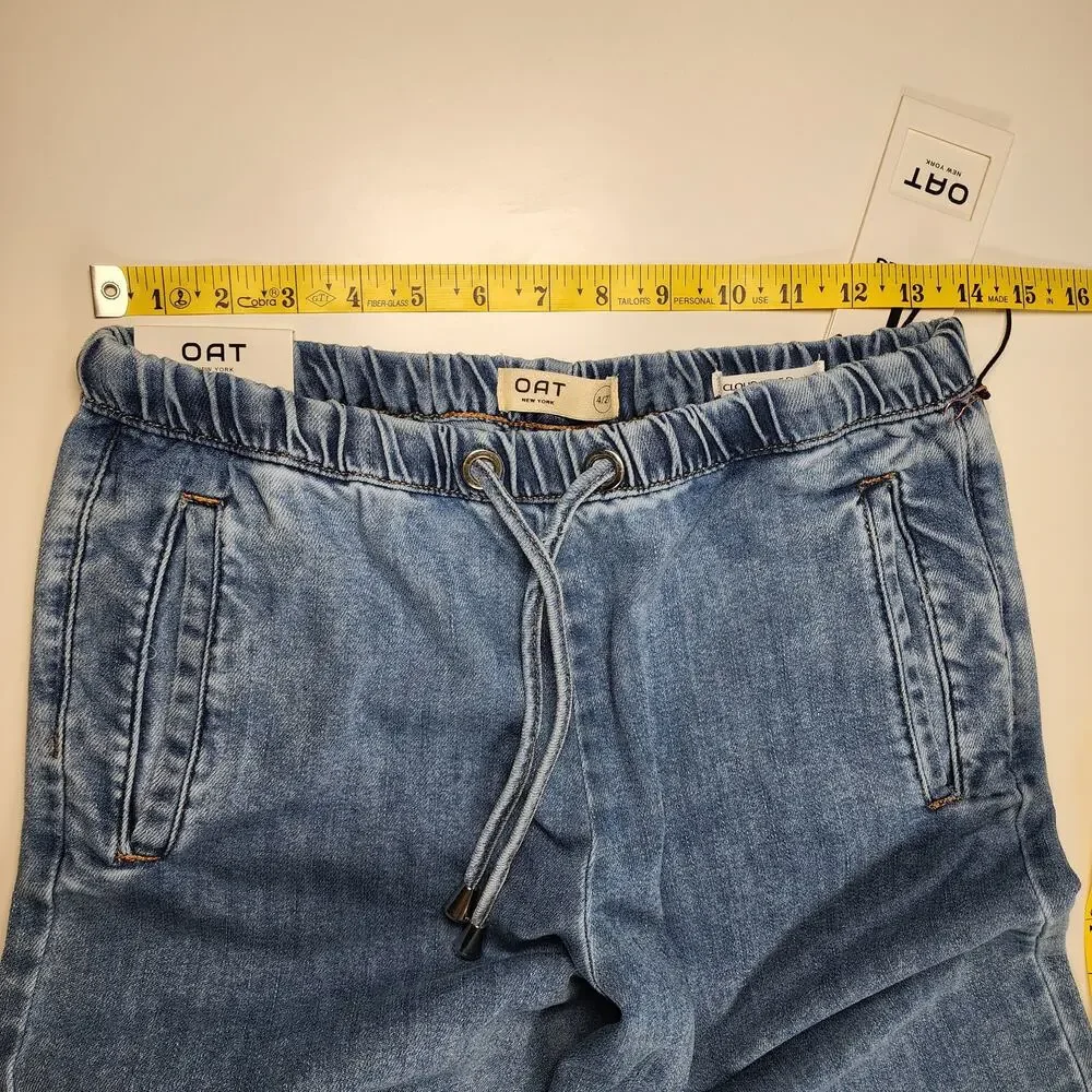 OAT NY Wide Leg Jeans Elastic Waist Drawstring 4/27 NWT - Picture 6 of 15